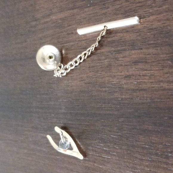 Vintage Swank Tie Tack/ Lapel  (Goldtone Faux Pearl) Wishbone & Pearl - Picture 6 of 6